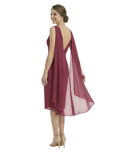 Chicsew Mother of The Groom Dresses Sleeveless Cowl Chiffon Capelet Midi Dress Formal Bridal Party Attire