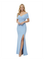 Elegant Off Shoulder Side Slit Crepe Prom Gown Modern Mermaid Long Dress