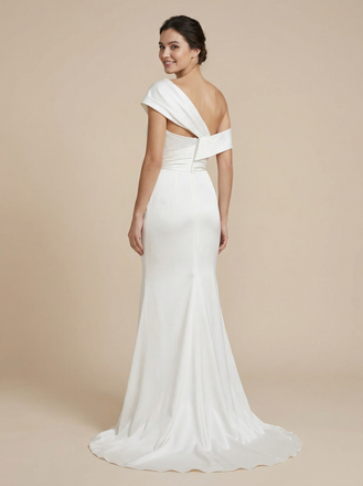 Mermaid Side Slit Asymmetrical Maxi Long Satin Wedding Dresses Online