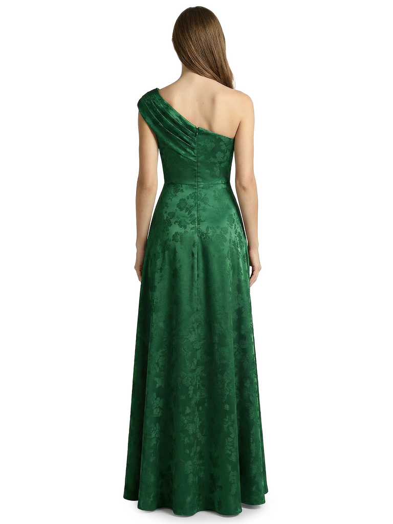ChicSew Formal Dresses For Women Elegant Jacquard Satin One Shoulder A-Line Long Formal Evening Dresses