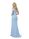 Elegant Off Shoulder Side Slit Crepe Prom Gown Modern Mermaid Long Dress