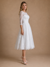 ChicSew Elegant Bateau 3/4 Sleeves Lace A-Line Tea-Length Wedding Dresses