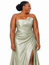 ChicSew Sexy Strapless Ruched Side Slit Soft Satin Mermaid Floor-Length Bridesmaid Dresses