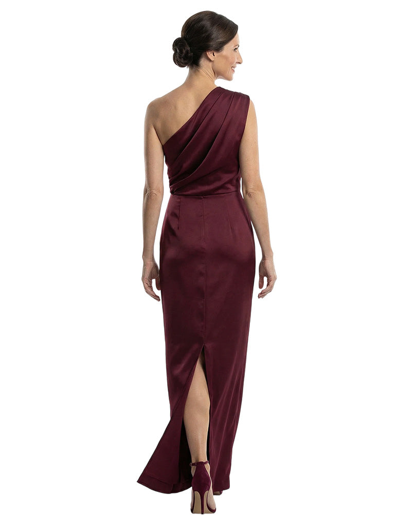 Chicsew Elegant One Shoulder Ruched Mermaid Satin Mother of The Bride Dress