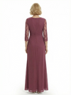 Chicsew Timeless Lace Long Sleeves Sheath Chiffon Gown Ruched Mother Of The Groom Dress Floor Length