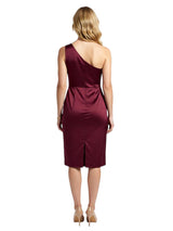 Chicsew Modern One Shoulder Ruched Knee-Length Sheath Satin Mother of The Bride Dress