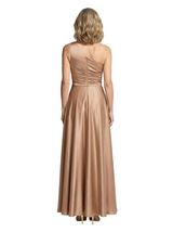 Elegant One Shoulder Satin Mother of The Bride Dress Floor-Length A-Line Gown with Ruched Bodice Classy Wedding Guest Attire