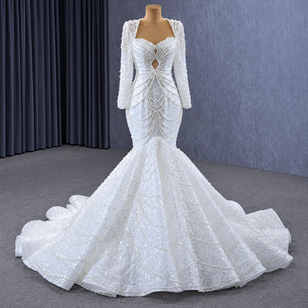 ChicSew Luxurious Beaded Tulle Mermaid Wedding Dress