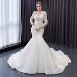 ChicSew Luxurious Beaded Tulle Mermaid Wedding Dress