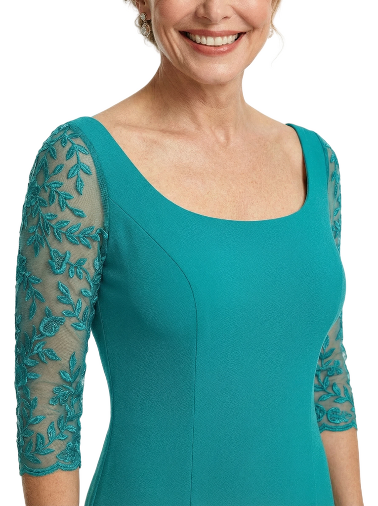 Chicsew Beautiful Lace Half Sleeves Mother Of The Groom Dress Mermaid Wedding Gown