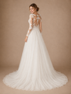 ChicSew Romantic Illusion Long Sleeves A-Line Lace Tulle Maxi Wedding Dresses
