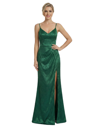 ChicSew Formal Dresses For Women Elegant Jacquard Satin Spaghetti Straps Mermaid Long Formal Evening Dresses