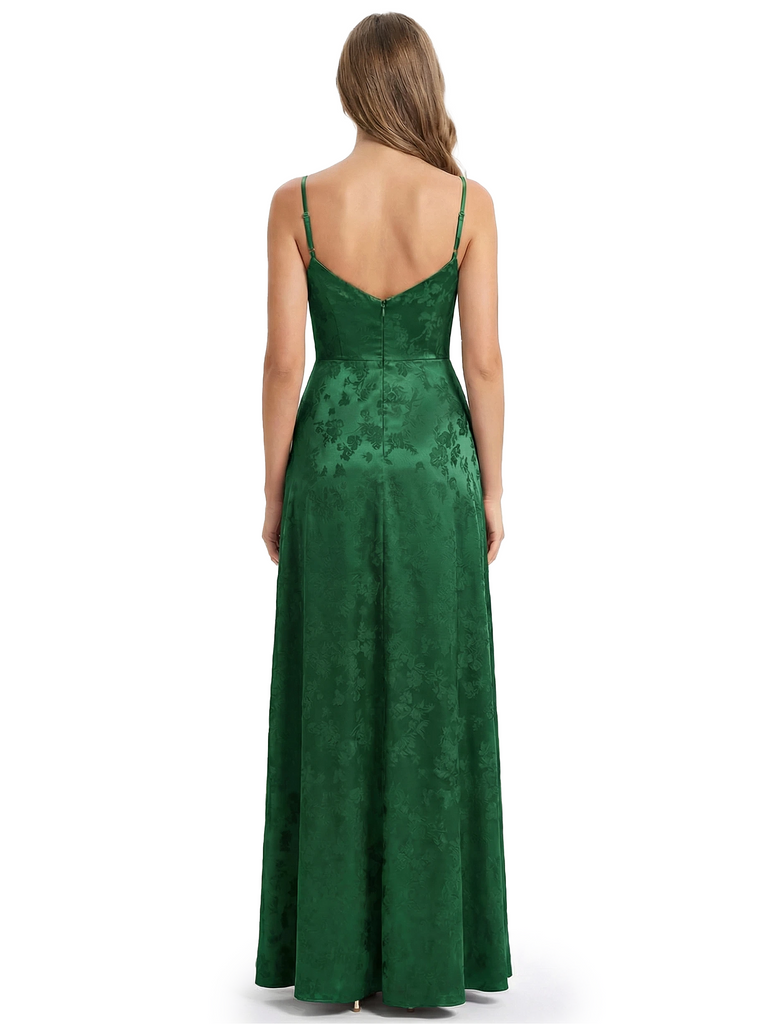 ChicSew Formal Dresses For Women Elegant Jacquard Satin Spaghetti Straps Mermaid Long Formal Evening Dresses