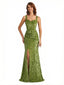 Elegant Floral Burnout Velvet Square Straps Long Formal Evening Gown Dresses Side Slit