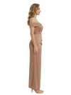 Pretty Off Shoulder Satin Mother of The Bride Dress Sheath Gown with Ruched Fabric Stylish Wedding Celebration Outfit
