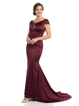 Chicsew Classy Off The Shoulder Satin Mermaid Evening Gown For Mother Of The Bride
