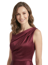 Chicsew Stunning Asymmetrical Neckline Sleeveless A-Line Satin Formal Dress For Mother Of The Bride