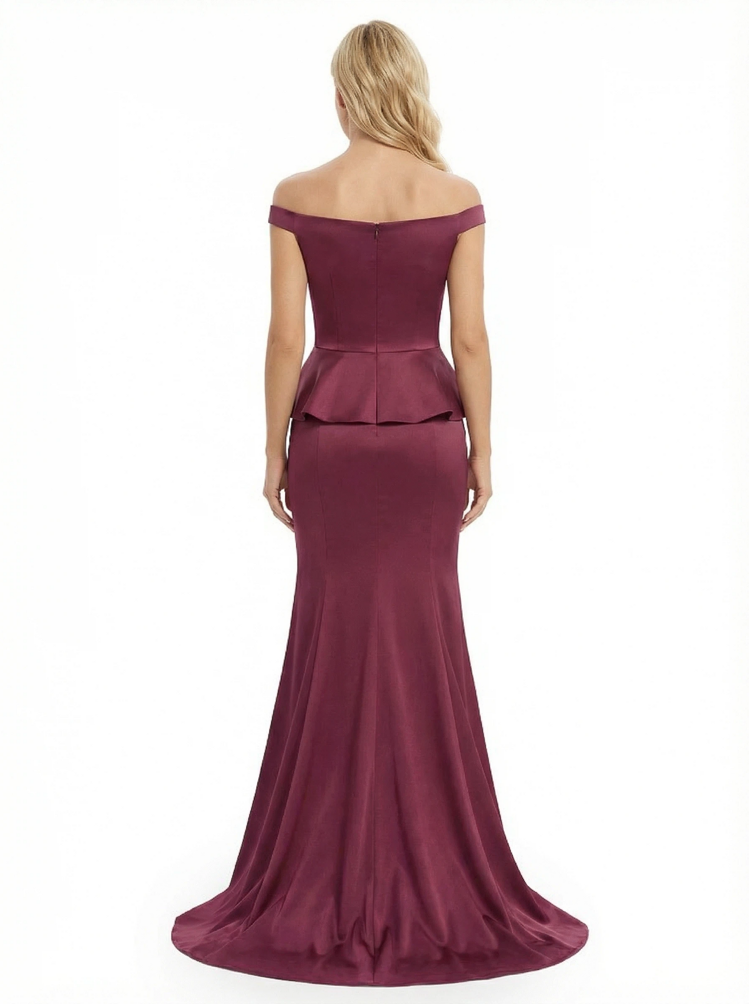 Chicsew Glamorous Off The Shoulder Soft Satin Mermaid Maxi Mother Of The Bride Dress