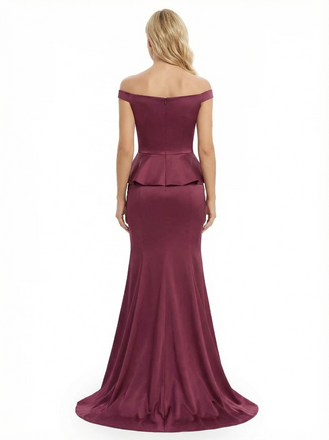 Chicsew Glamorous Off The Shoulder Soft Satin Mermaid Maxi Mother Of The Bride Dress