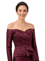 Chicsew Elegant Off Shoulder Long Sleeves Ruched Mermaid Mother Of The Bride Gown