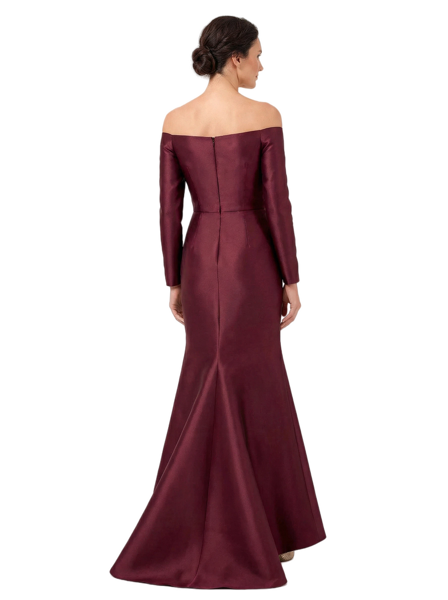 Chicsew Elegant Off Shoulder Long Sleeves Ruched Mermaid Mother Of The Bride Gown