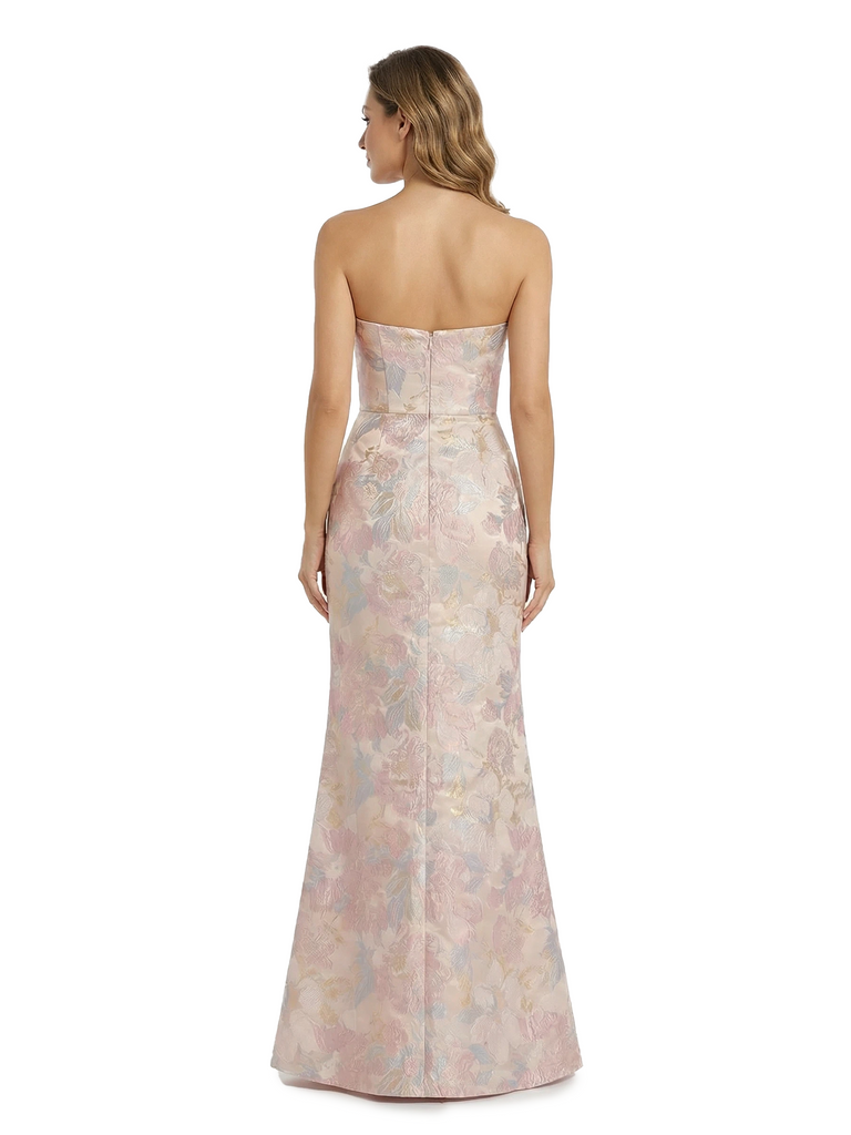 ChicSew Elegant Jacquard Satin Sweetheart Mermaid Side Slit Long Formal Evening Dresses