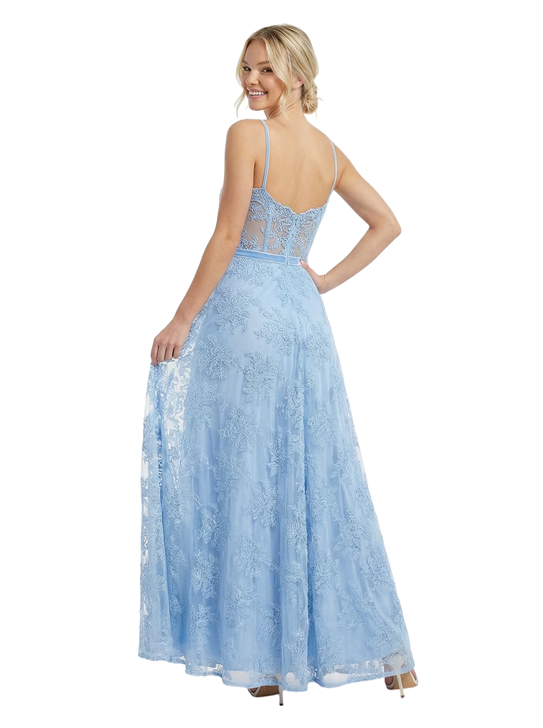 ChicSew Beautiful Lace Corset See Through A-Line Floor Length Prom Dress