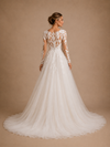 ChicSew Fancy V-Neck Lace Tulle Long Sleeves Maxi A-Line Wedding Dress