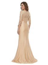 Chicsew Elegant V-Neck Lace Appliques Mermaid Satin Mother Of The Bride Dresses