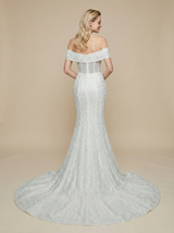 Mermaid Off Shoulder Ruched Maxi Long Sequin Wedding Dresses With Detachable Skirt