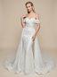 Mermaid Off Shoulder Ruched Maxi Long Sequin Wedding Dresses With Train
