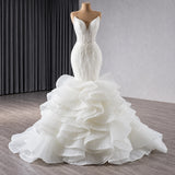ChicSew Strapless V-Neck Beaded Ball Gown Wedding Dress