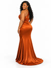 ChicSew Sexy One Shoulder Ruching Mermaid Soft Satin Floor-Length Bridesmaid Dresses