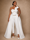 ChicSew Modern Crepe Sweetheart Long Wedding Jumpsuit With Overskirt