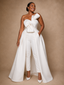ChicSew Modern Crepe Sweetheart Long Wedding Jumpsuit With Overskirt