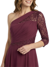 Chicsew Elegant One Shoulder 3/4 Sleeves Chiffon Mother of The Bride Gown