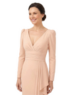 Chicsew V-Neck Long Sleeves Ruffle Crepe Mother Of The Groom Dress Mermaid