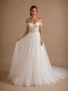 ChicSew Romantic Boning Off The Shoulder Lace Tulle A-Line Long Wedding Dresses