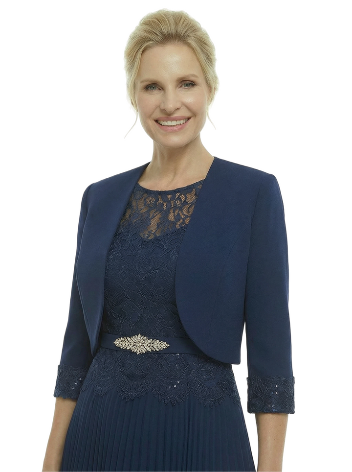 Chicsew Mother of Bride Dresses and Jacket Classy 3/4 Sleeve Lace Midi Dress Beautiful Timeless Style