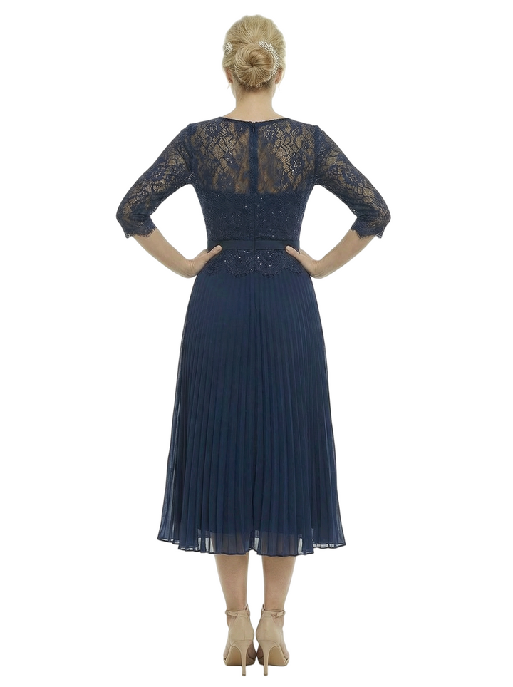 Chicsew Mother of Bride Dresses and Jacket Classy 3/4 Sleeve Lace Midi Dress Beautiful Timeless Style