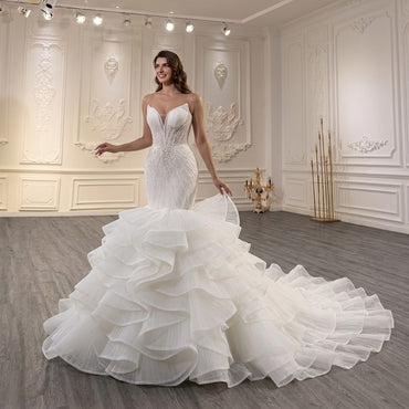 ChicSew Strapless V-Neck Beaded Ball Gown Wedding Dress