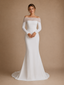ChicSew Elegant Fancy Crepe Tulle Long Sleeves Mermaid Floor-Length Wedding Dress