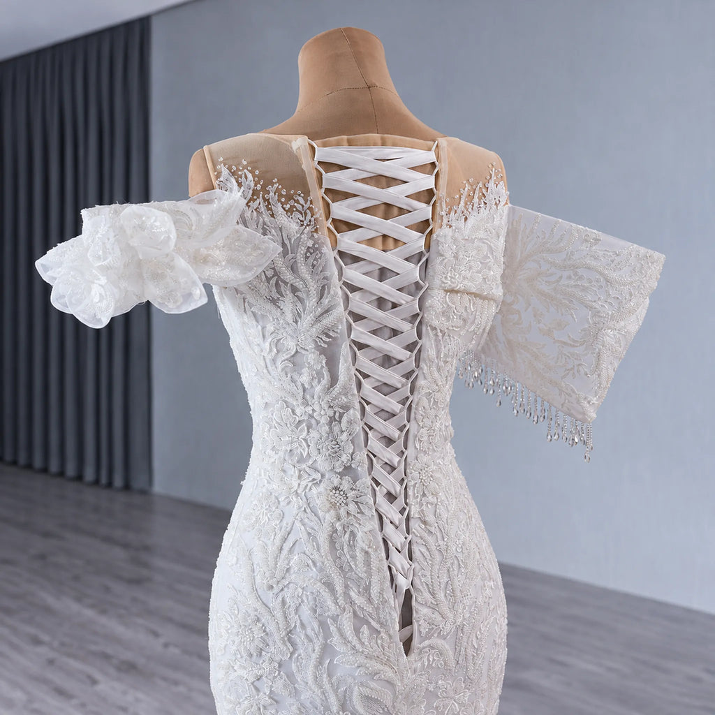 ChicSew Luxurious Lace Appliques Beaded Ball Gown Wedding Dress