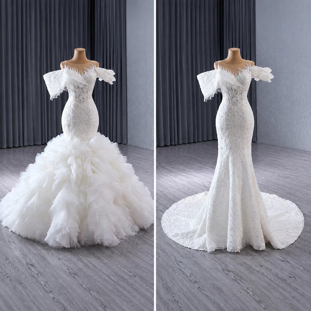 ChicSew Luxurious Lace Appliques Beaded Ball Gown Wedding Dress