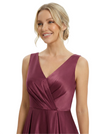 Chicsew Elegant V-Neck Sleeveless Satin Floor-Length A-Line Mother Of The Bride Dress