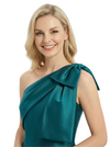 Chicsew Elegant One Shoulder Bow Knot Satin Sheath Mother Of The Bride Dress