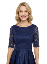 Chicsew Elegant Mother Of The Bride Dress Half Sleeves Lace Satin High-Low A-Line Gown