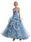 Modern Ruffled Spaghetti Strap Prom Dress Sparkly Tulle Ball Gown Unique Layered Formal Evening Wear
