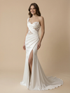 Mermaid One Shoulder Lace Applique Maxi Long Satin Wedding Dresses Online