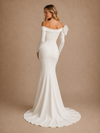 ChicSew Modern Long Sleeves Crepe Maxi Mermaid Wedding Dress With 3D Flower